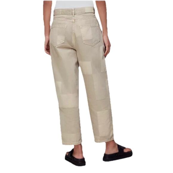 Whistles Tan Patchwork Boyfriend Jean size 29 High Rise Relaxed Khaki Af16 - Picture 3 of 7